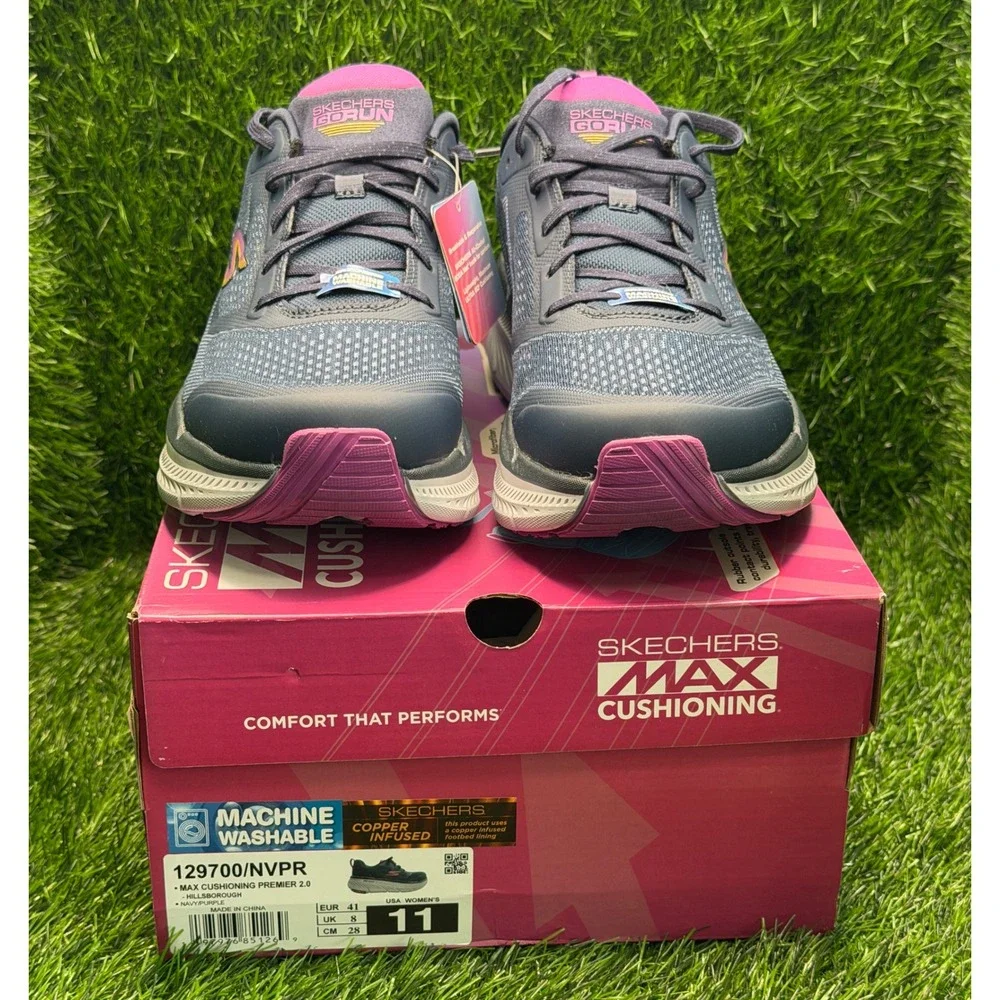 Skechers GOrun Max Cushioning Premier 2.0 Navy Purple Sneakers 129700 Womens 11